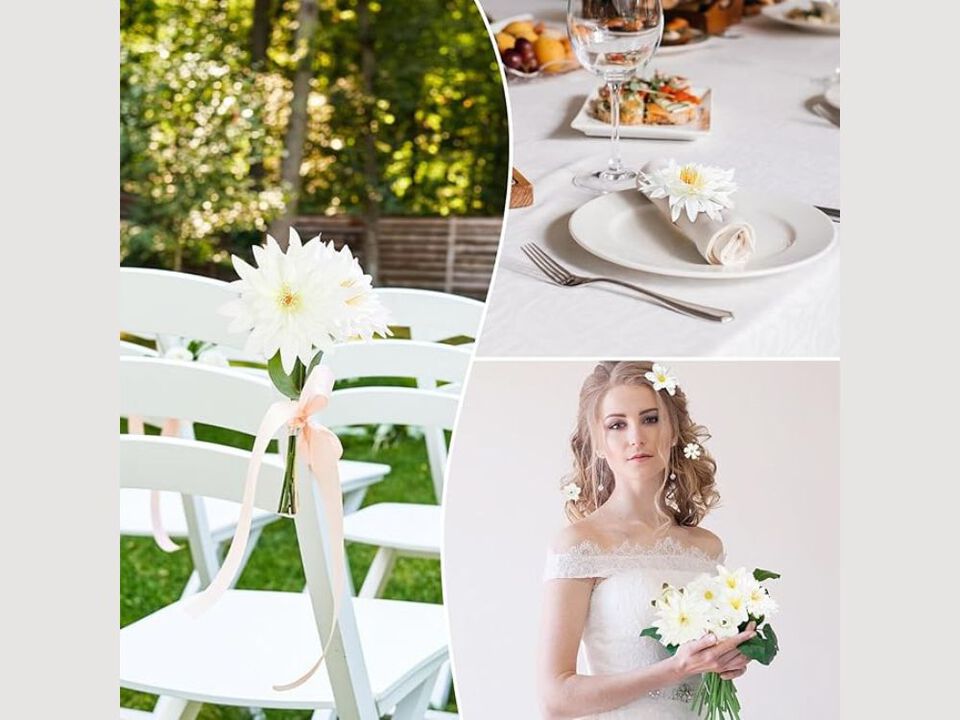 48 Piece White Artificial Daisy Flower Heads Wedding Centerpiece Decor