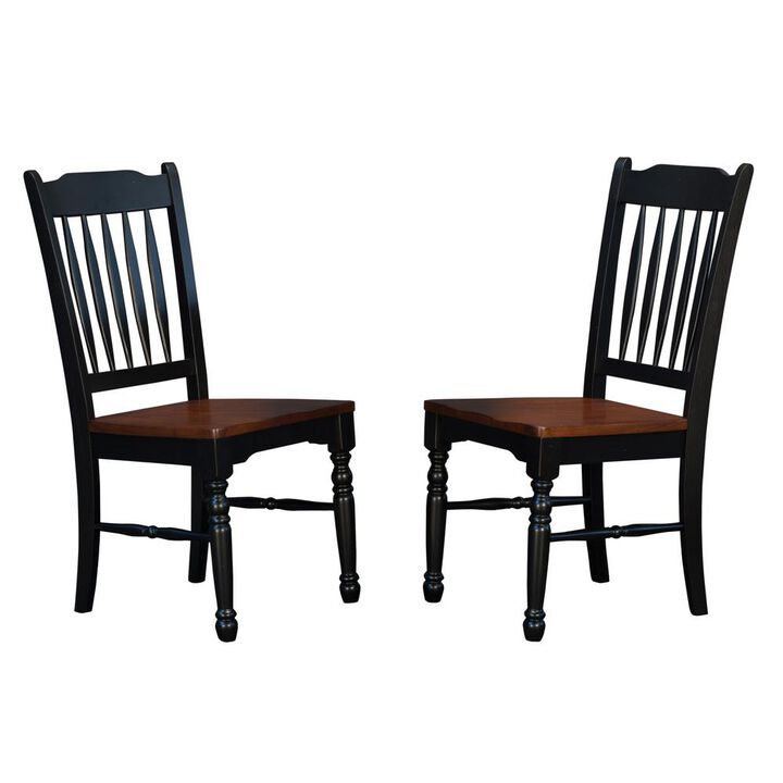 Belen Kox Oak-Black Slatback Dining Chairs (Set of 2), Belen Kox