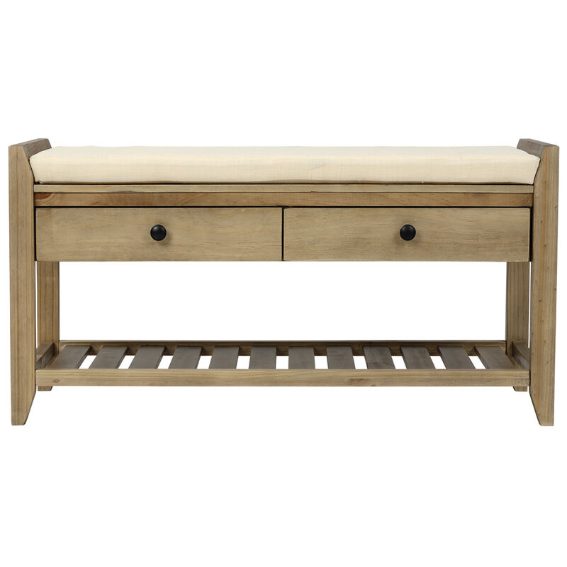 Whisen Multipurpose Entryway Storage Bench with Removable Cushion and Drawers - Espresso