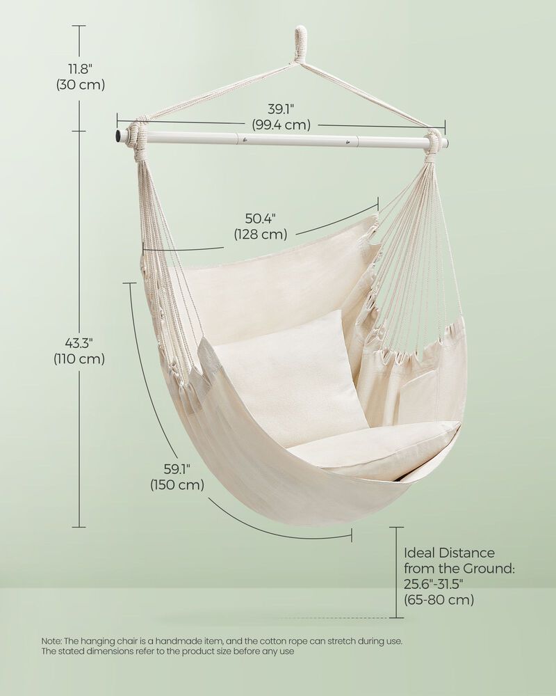 Hanging Hammock Chair with 2 Cushions for Indoor/Outdoor Relaxation