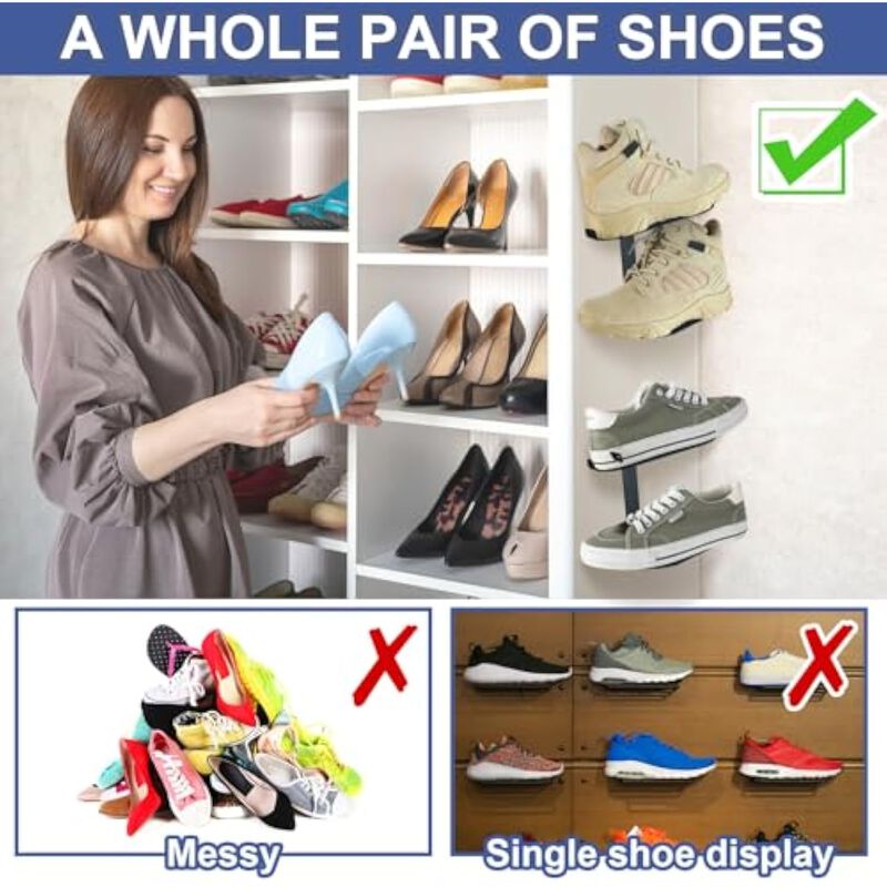 Metal Shoe Display Rack 4 Floating Shelves Wall Large Hanging image number 3