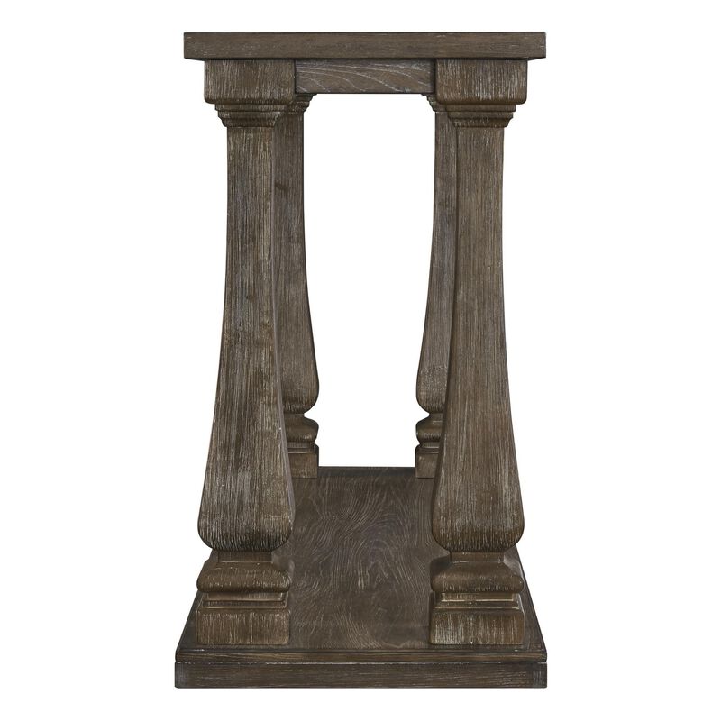 Rectangular Wooden Sofa Table with Square Baluster Legs, Gray