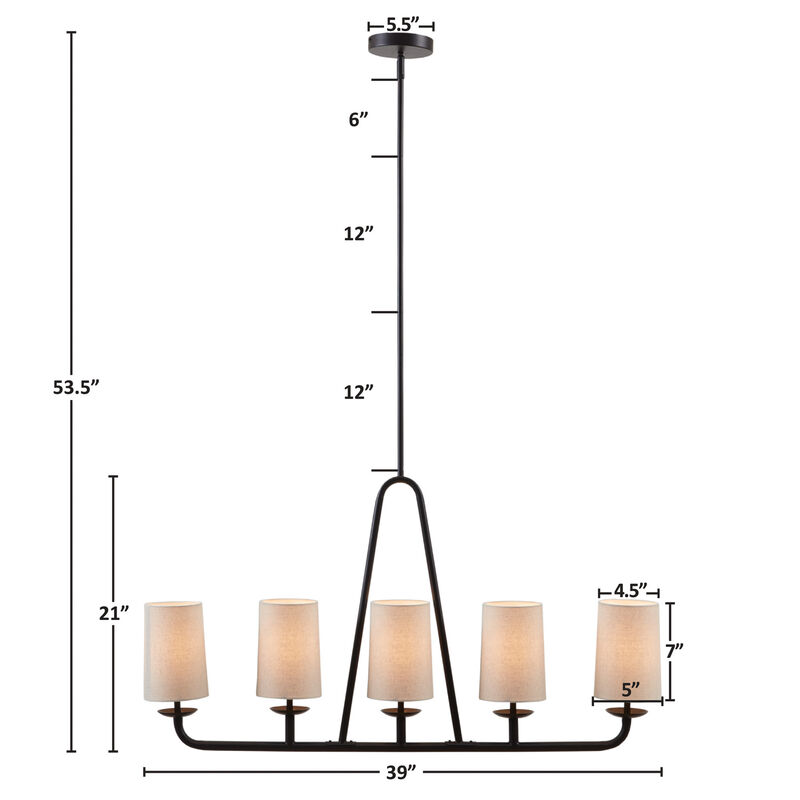 Gracie Mills Aisa Modern Farmhouse 5-Light Linear Chandelier