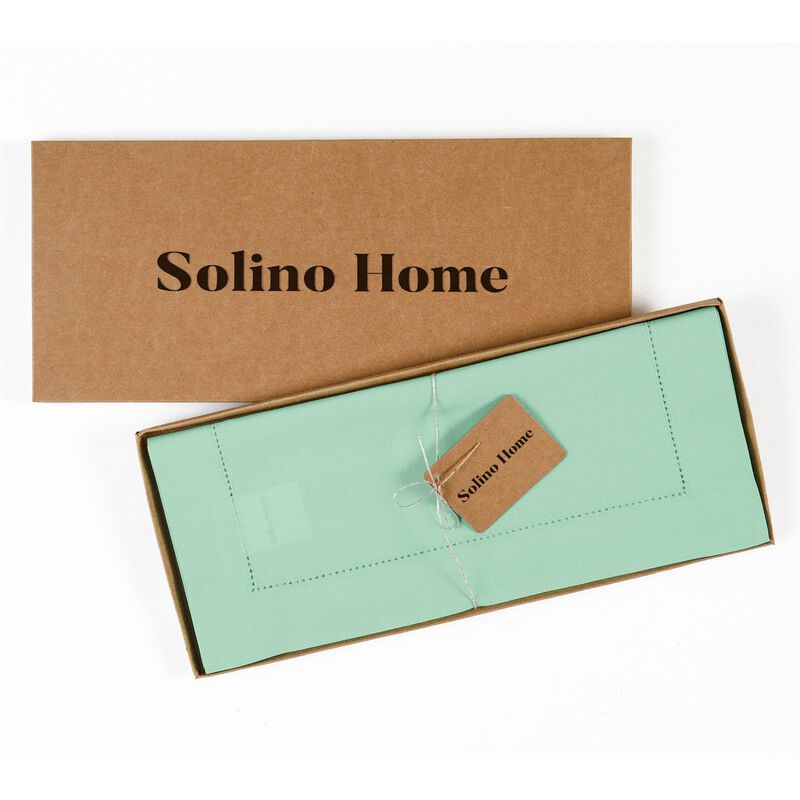 Solino Home Cotton Linen Hemstitch Table Runner &ndash; Handcrafted, Machine Washable, Perfect for Holiday and Everyday Dining