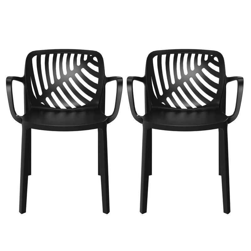 WestinTrends Outdoor Modern Stackable Patio Dining Armchairs (Set of 2)