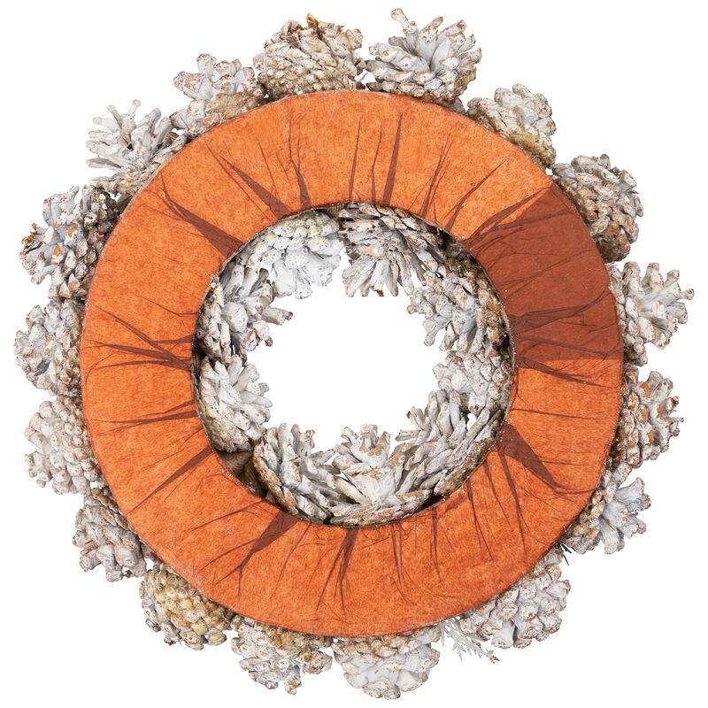 Green Pine and Burlap Bows Artificial Glitter Christmas Wreath  13.75-Inch  Unlit image number 8