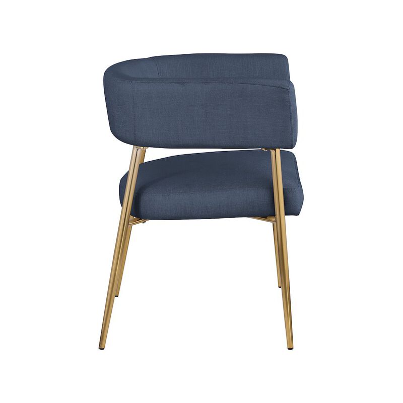 Meridian Furniture Creston Deep Navy Durable Linen Textured Fabric Dining Chair