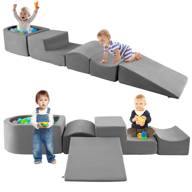 Kids 5-Piece Soft Climb and Crawl Set with Ball Pit image number 3
