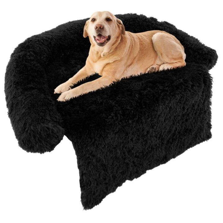 Hivvago Plush Calming Dog Couch Bed with Anti-Slip Bottom