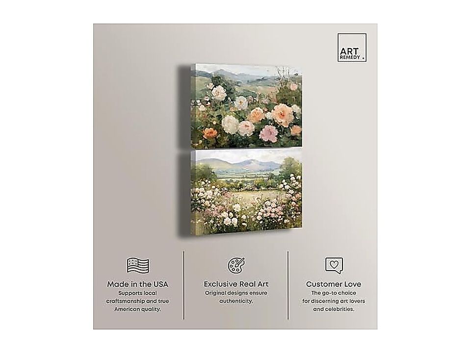 Blush Pink Bedroom Botanicals Canvas Farmhouse Wall Decor Set 2 Gallery Wrapped