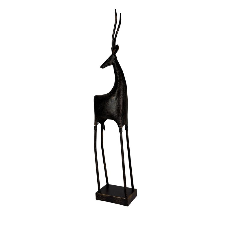 Gazelle Statue Abstract Bronze Metal Sculpture 31 In Tall Floor Decor image number 1