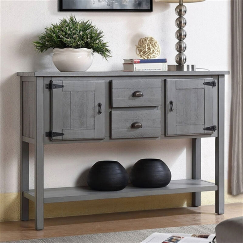 Solid Wood Farmhouse Entryway Console Table with Drawers