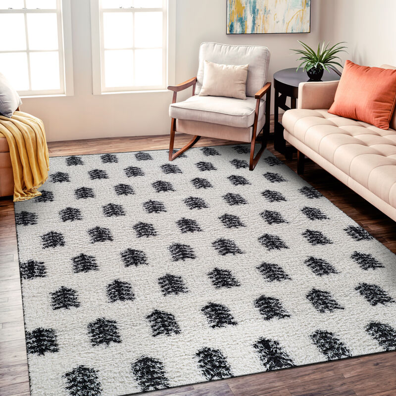 World Rug Gallery Scandinavian Arrow Shag Rug &ndash; Modern Look &ndash; Anthracite Dark Gray &ndash; Easy Maintenance image number 1