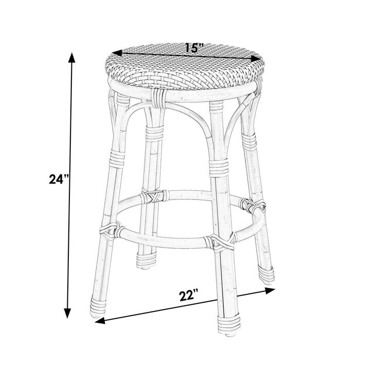 Butler Specialty Tobias 24 in. Seat Height Outdoor Rattan and Metal Backless Counter Stool