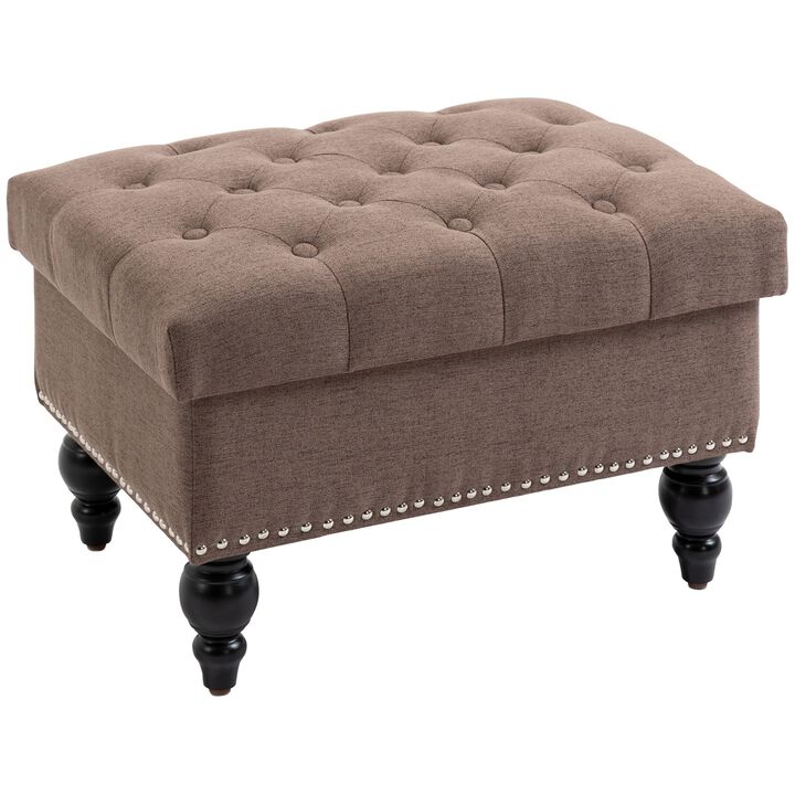 Fabric Dual-Use Ottoman: Button-Tufted Storage Bench Coffee Table