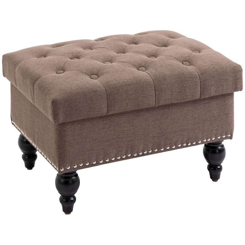 Fabric Dual-Use Ottoman: Button-Tufted Storage Bench Coffee Table