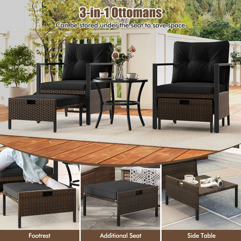 4 Piece Outdoor Furniture Set with Glass Topped Coffee Table