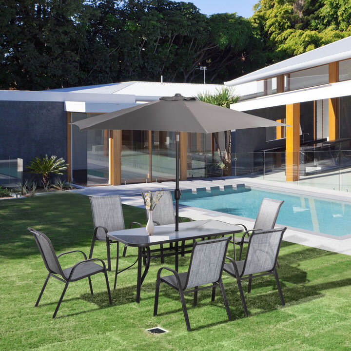 Hivvago 8-Piece Outdoor Patio Dining Set with Umbrella