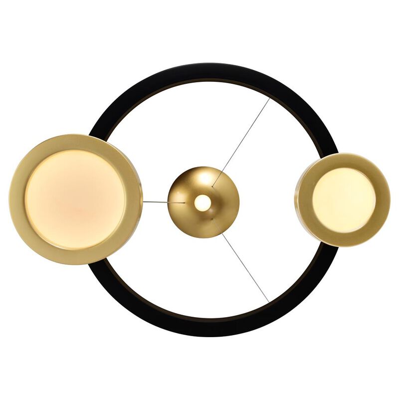 Deux Lunes LED Chandelier With Sun Gold & Black Finish