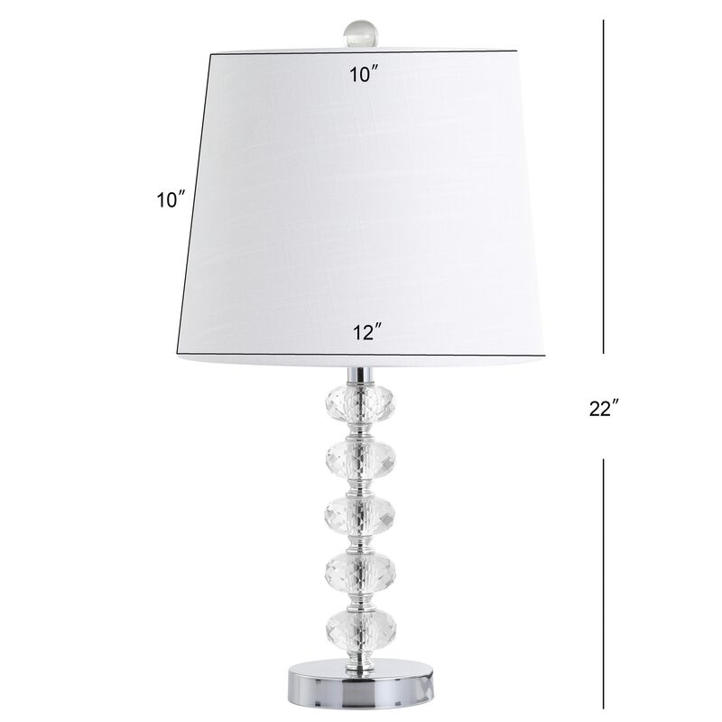 Kevin 22" Glass/Metal LED Table Lamp, Clear/Chrome (Set of 2)