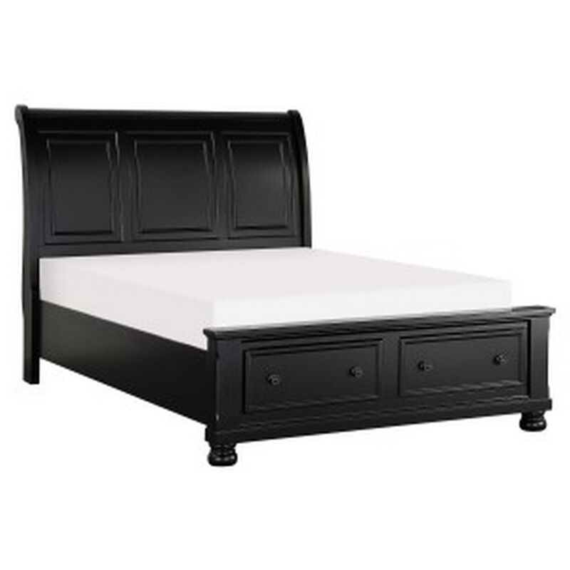 Queen Size Bedroom Set, Black Finish, Storage Bed with Drawers, 3-Piece Set with Bed and Two Nightstands image number 2