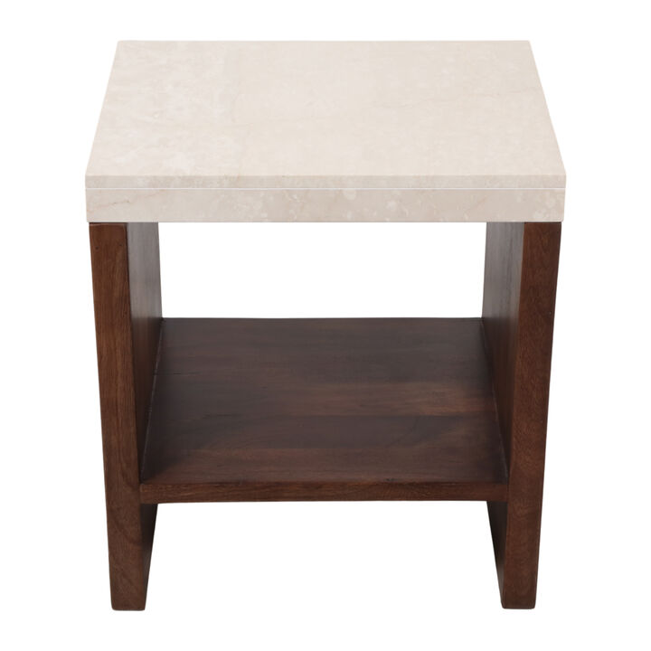 Marble Top Side Table with Shelf
