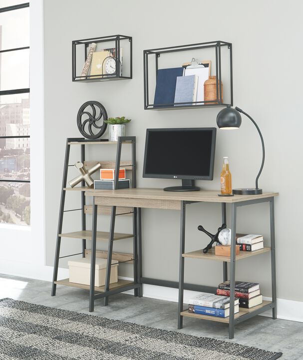 Soho Warm Brown/Gunmetal Home Office Desk and Shelf