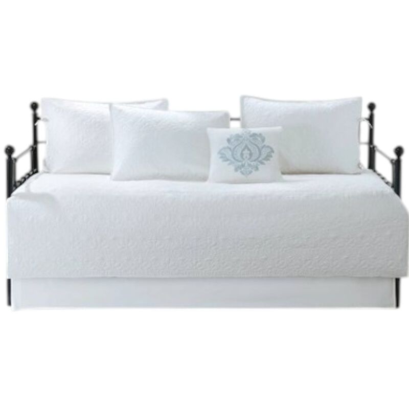 Hivvago 6-Piece Farmhouse Country Cottage Quilted White Reversible Daybed Cover Set
