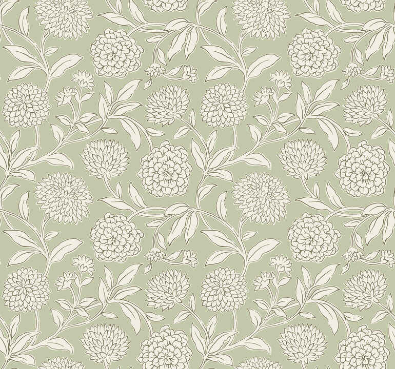Chatsworth Garden Light Green Floral Trail Wallpaper