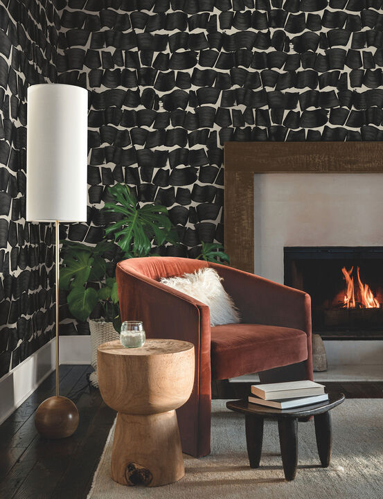 Brushed Ink Black Wallpaper (Set of 2)