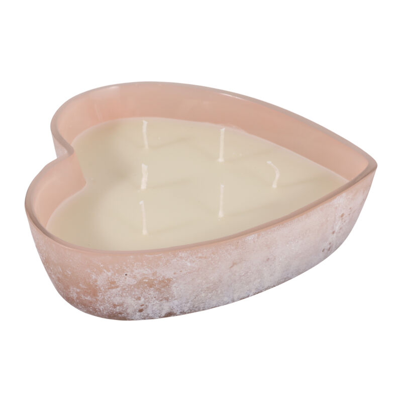 9" 25 Oz Jasmine Heart Shaped Soda Glass Candle, B image number 2