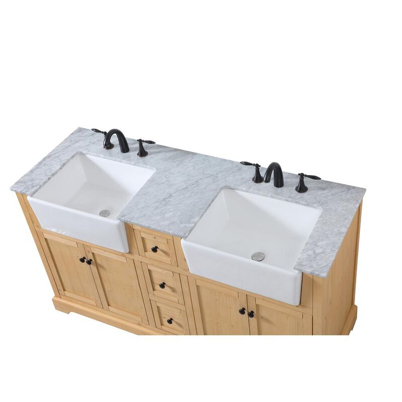 Elegant Kitchen and Bath 60 inch double bathroom vanity in natural wood
