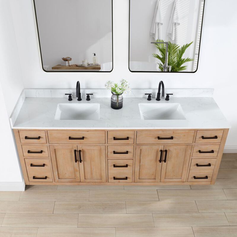 Altair 84 Double Bathroom Vanity in Light Brown without Mirror
