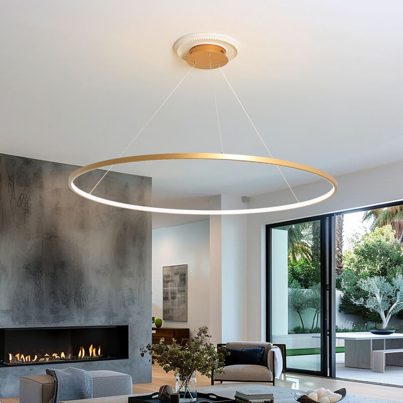 45.3 inch Circle Chandelier Round Kitchen Island Pendant Remote Dimmable image number 4