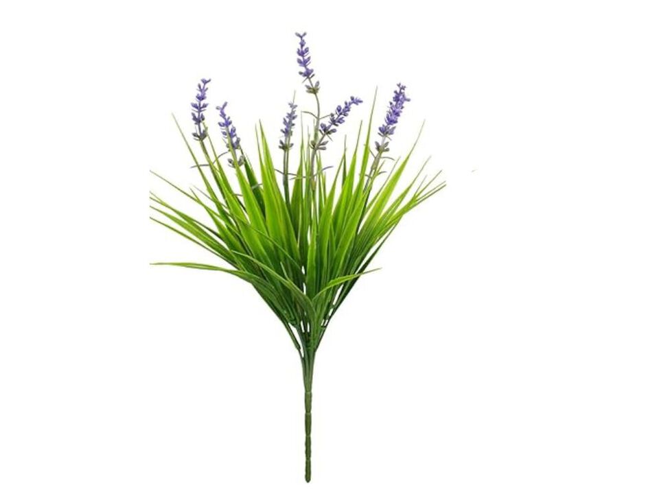 12 Bundle Purple Artificial Grass Plants Outdoor Window Box Decor