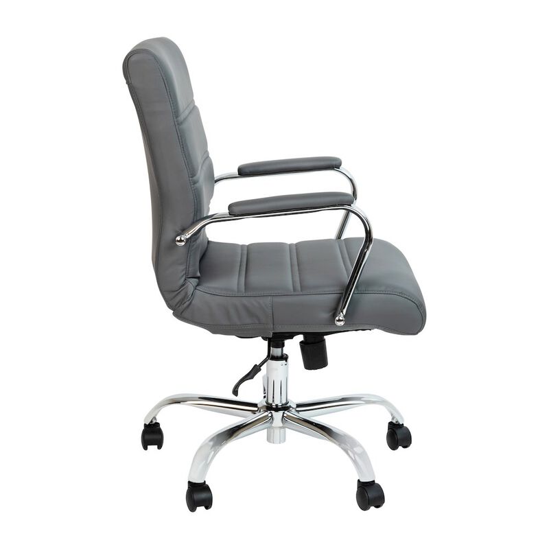 Flash Furniture Mid-Back Gray Executive Swivel Office Chair with Chrome Frame and Arms image number 6