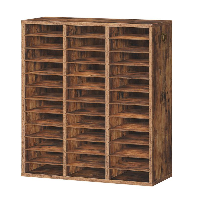 Wooden Mail Sorter Organizer with 36 Compartments and Adjustable Shelves image number 0