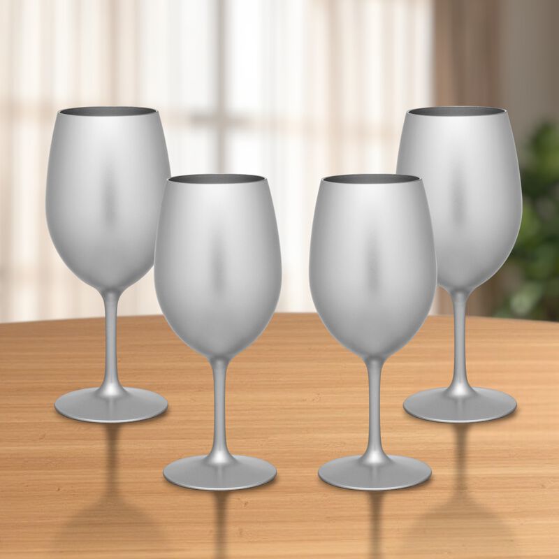 HomeRoots Set of Four Silver Acrylic Stemmed All Purpose Wine Glass image number 1