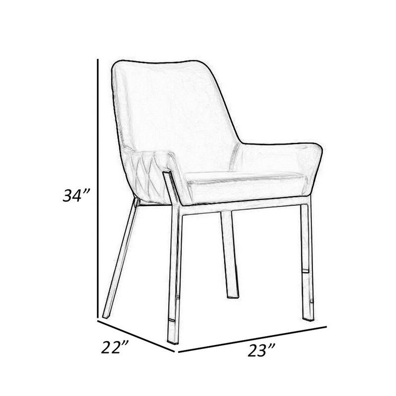 Fuma 23 Inch Set of 2 Dining Chairs, Foam Fill, White Faux Leather, Silver - Benzara image number 4