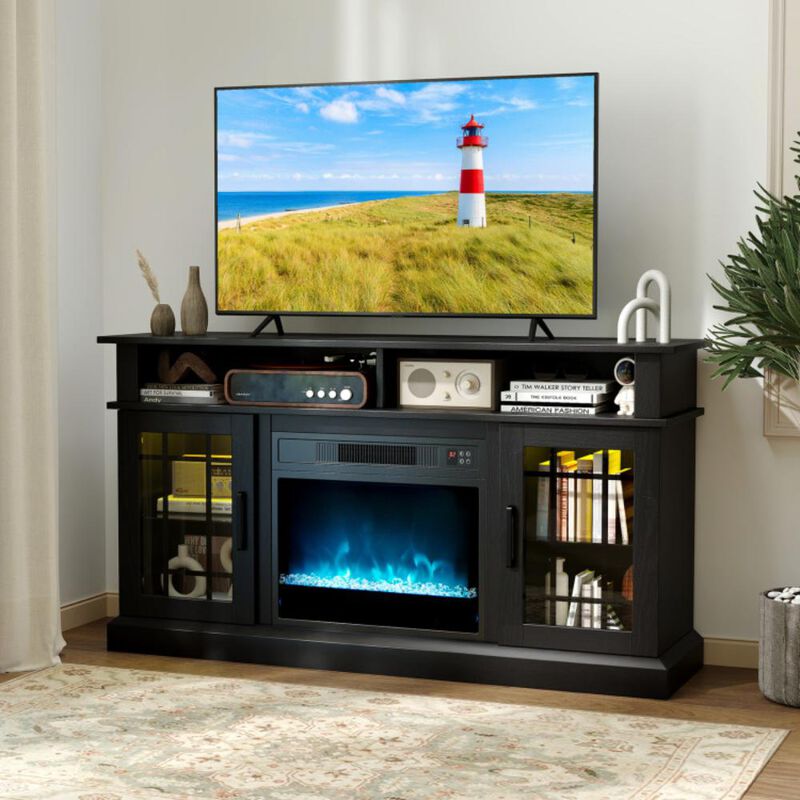Hivvago TV Stand with Electric Fireplace LED Lights and Remote Controls for TVs Up to 40 Inch