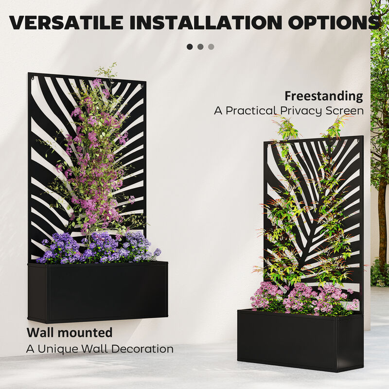Hivvago Garden Planter with Metal Trellis, Wall-Mount or Freestanding image number 4