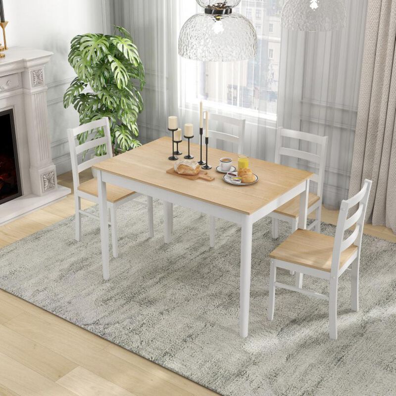 Hivvago 5-Piece Wooden Dining Set with Rectangular Table and 4 Chairs