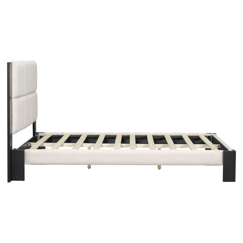 Christopher Knight Home Caius Contemporary Square-Stitched Boucle Upholstered Bed