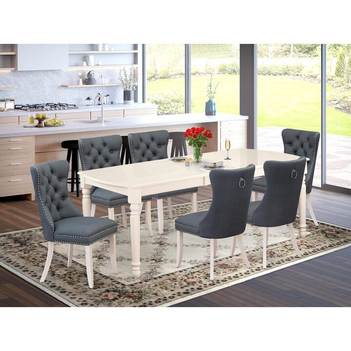 East West Furniture 7 Piece Dining Set Consists of a Rectangle Kitchen Table with Butterfly Leaf