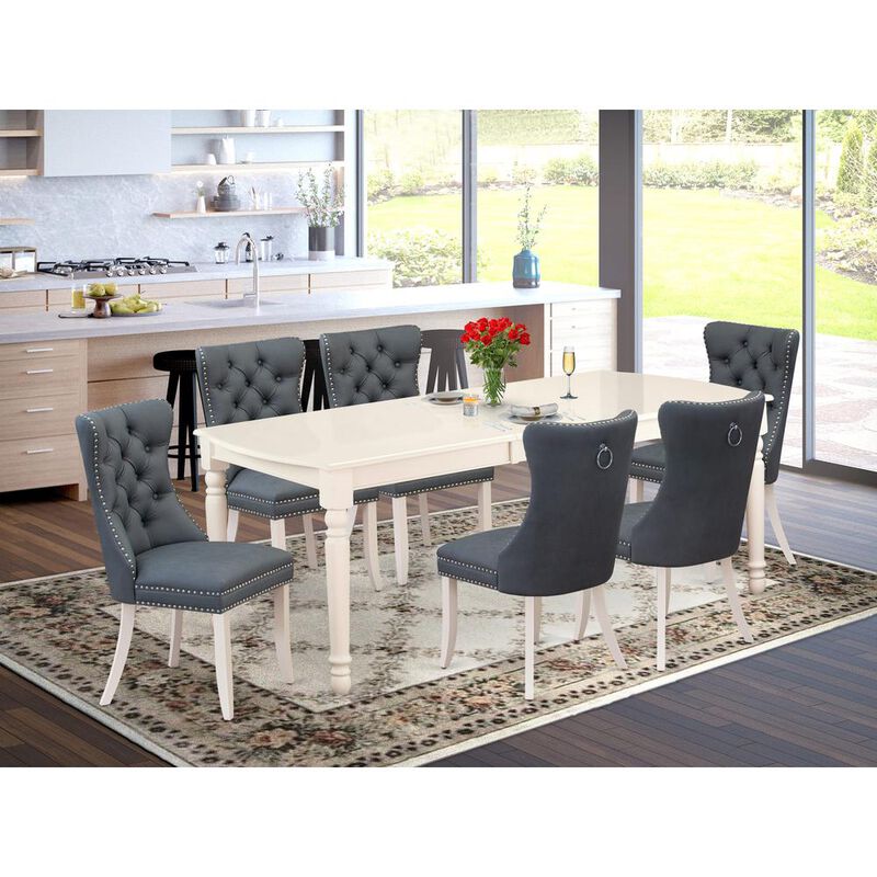 East West Furniture 7 Piece Dining Set Consists of a Rectangle Kitchen Table with Butterfly Leaf