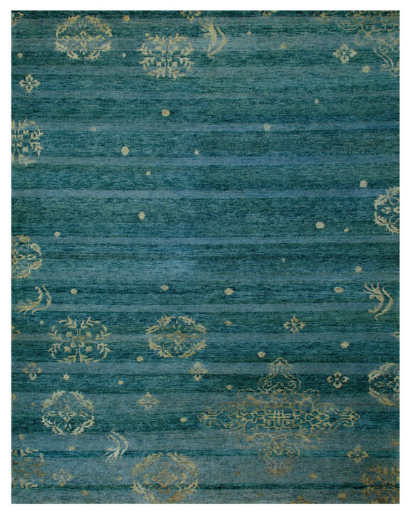 HomeRoots Striped Hand Knotted Area Rug