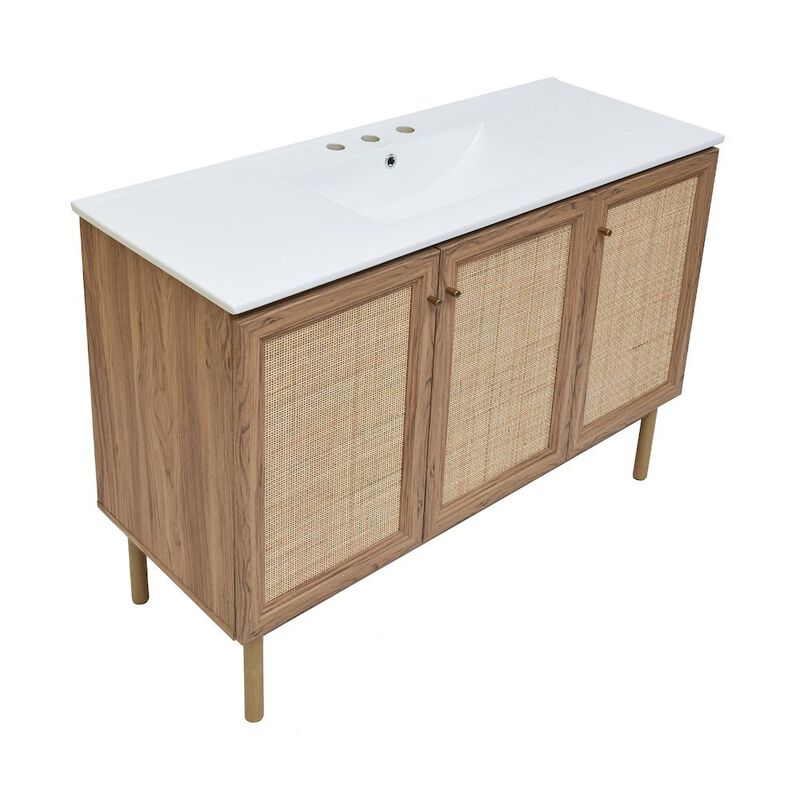 48" Freestanding Bathroom Vanity with 3-Hole Widespread Sink Top image number 1
