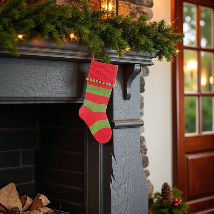 Wide Stripe Rib-Cuff Stocking
