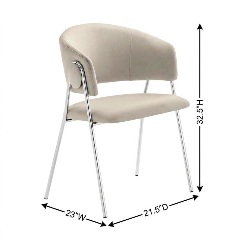 Upholstered Performance Velvet Barrel Dining Chair, Almond Silver, Set of 2 image number 2