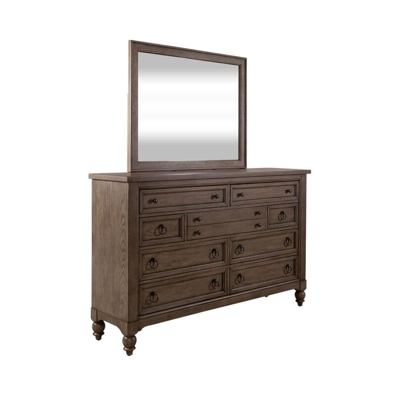 Liberty Furniture Americana Farmhouse Dresser & Mirror in Dusty Taupe image number 0